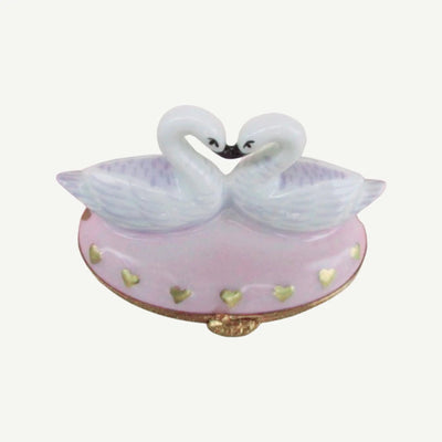 Swans In Love Porcelain Limoges bird birds French Trinket Box
