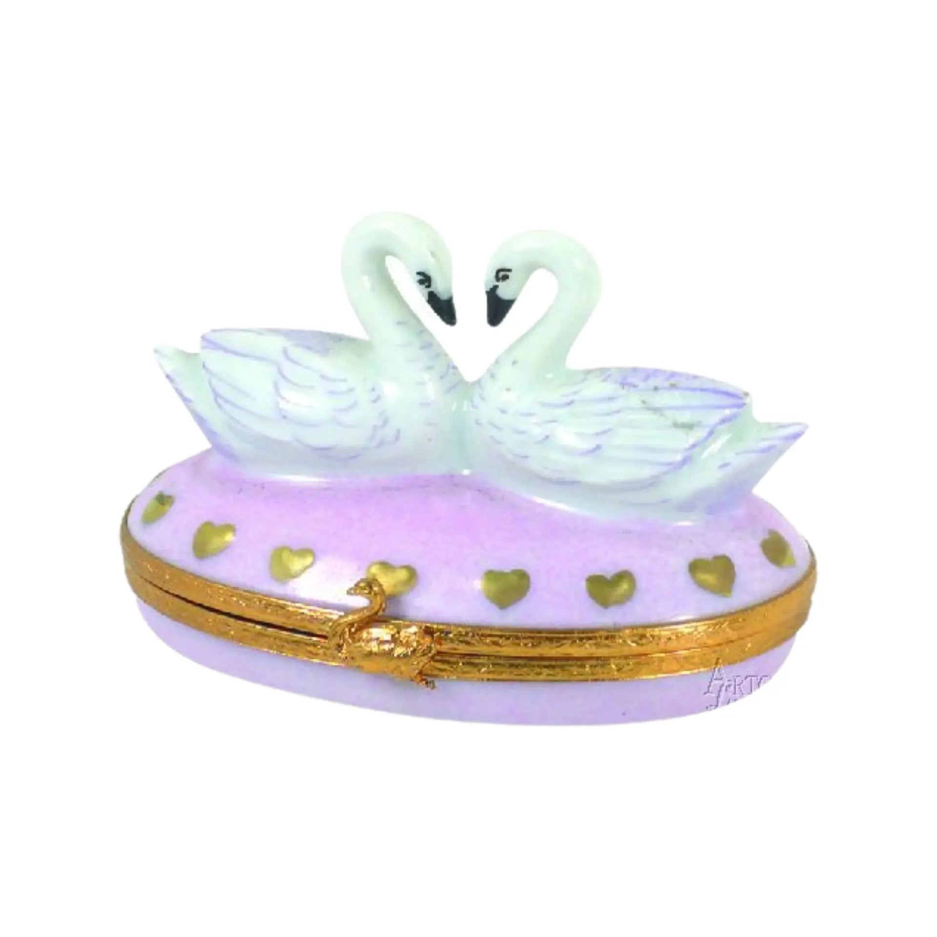 Swans In Love Porcelain Limoges bird birds French Trinket Box