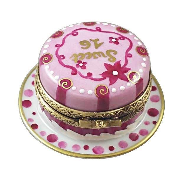 Sweet Sixteen Birthday Cake Porcelain Limoges birthday French Trinket Box