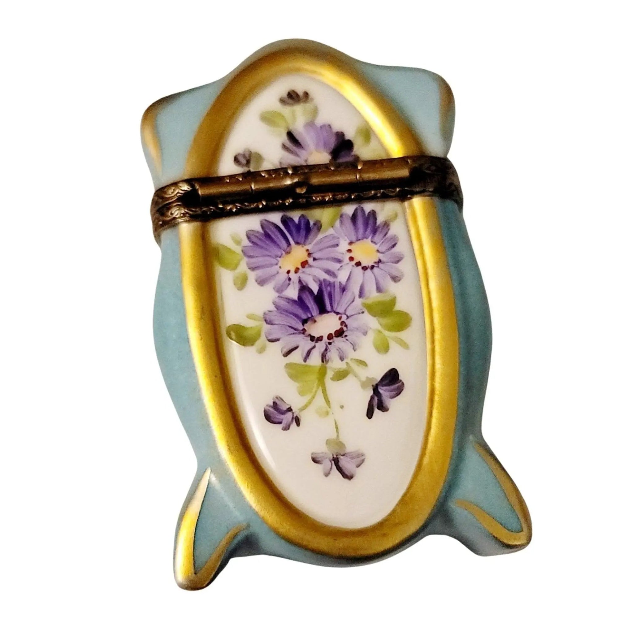 Tall Blue-White Floral Box Porcelain Limoges Limoges Imports Limoges Boxes traditional French Trinket Box