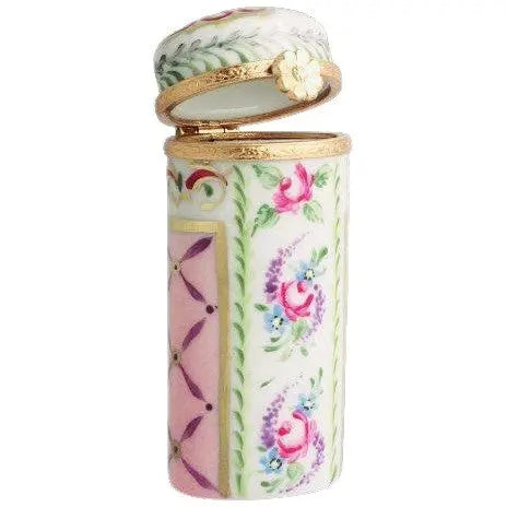 Tall Cylinder:Malmaison Rose Porcelain Limoges Traditional French Trinket Box