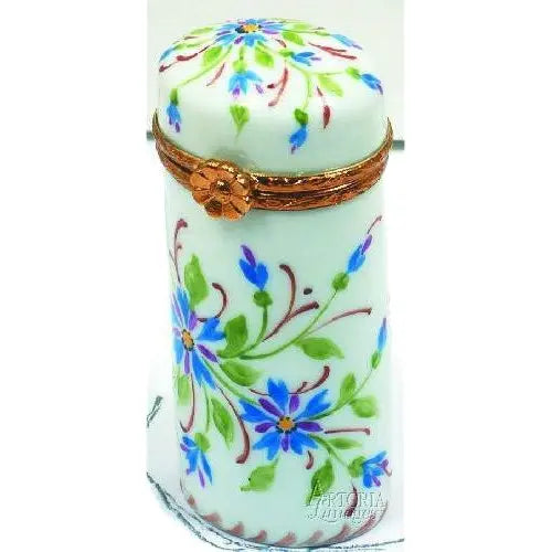 Tall Cylinder Porcelain Limoges Traditional French Trinket Box