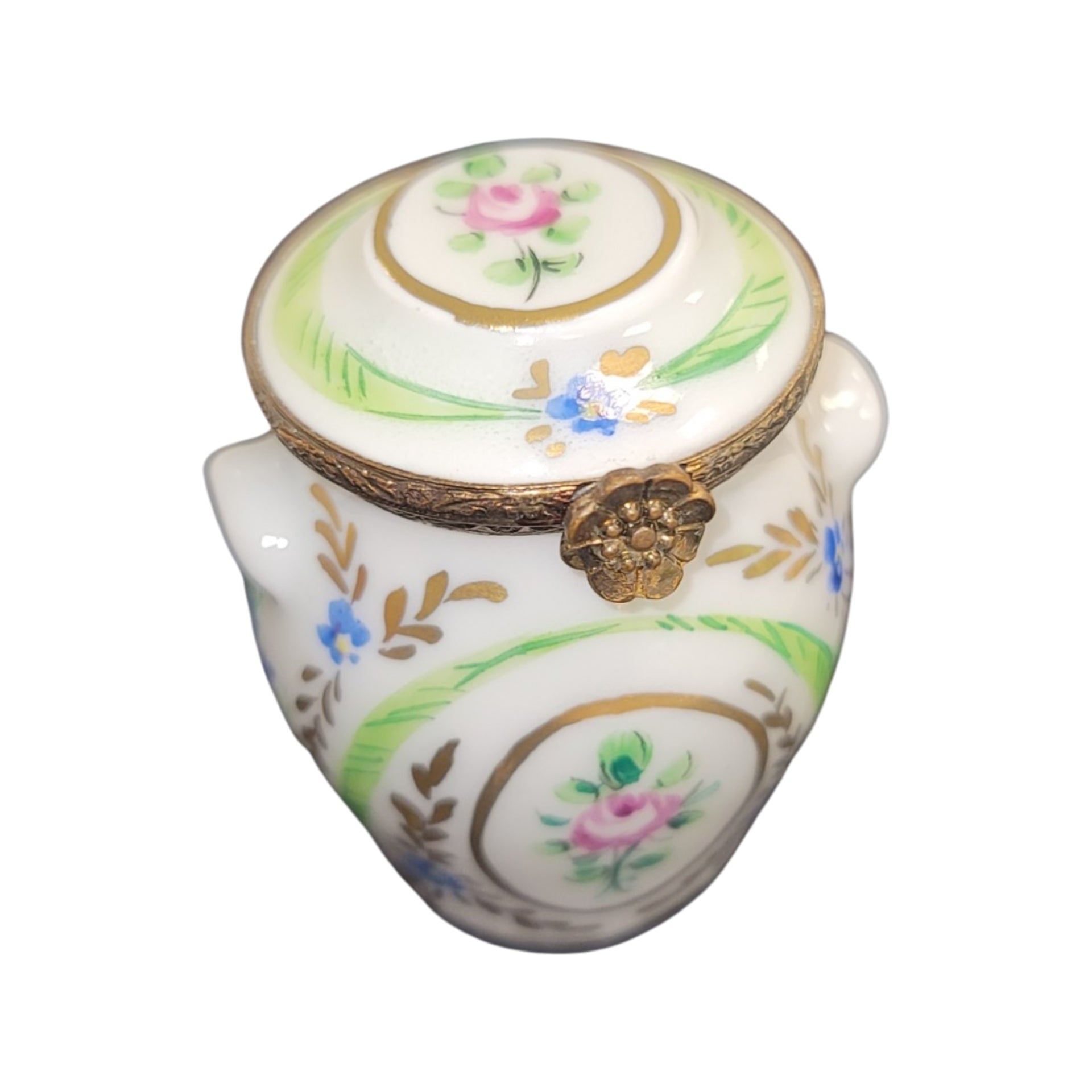 Elegant Floral Canister Urn Porcelain Limoges LIMOGES BOXES traditional French Trinket Box