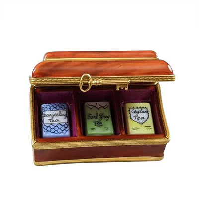 Tea with 3 Removable Tea Porcelain Limoges Food Home French Trinket Box