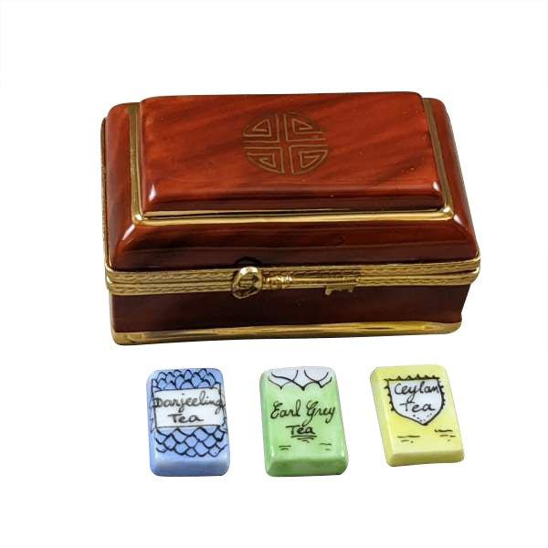 Tea with 3 Removable Tea Porcelain Limoges Food Home French Trinket Box