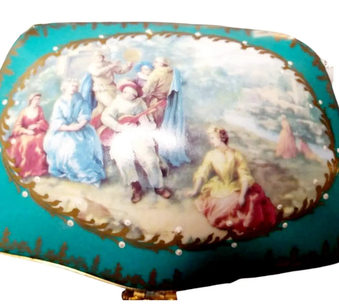 Teal Elegance Jewelry Box Porcelain Limoges jewelry traditional French Trinket Box