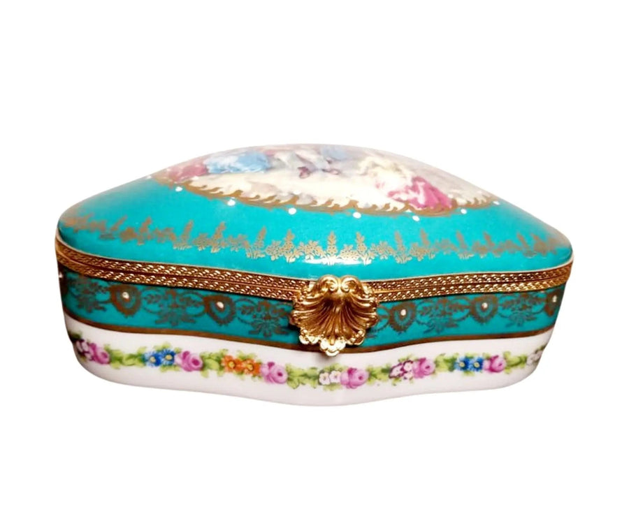 Teal Elegance Jewelry Box Porcelain Limoges jewelry traditional French Trinket Box