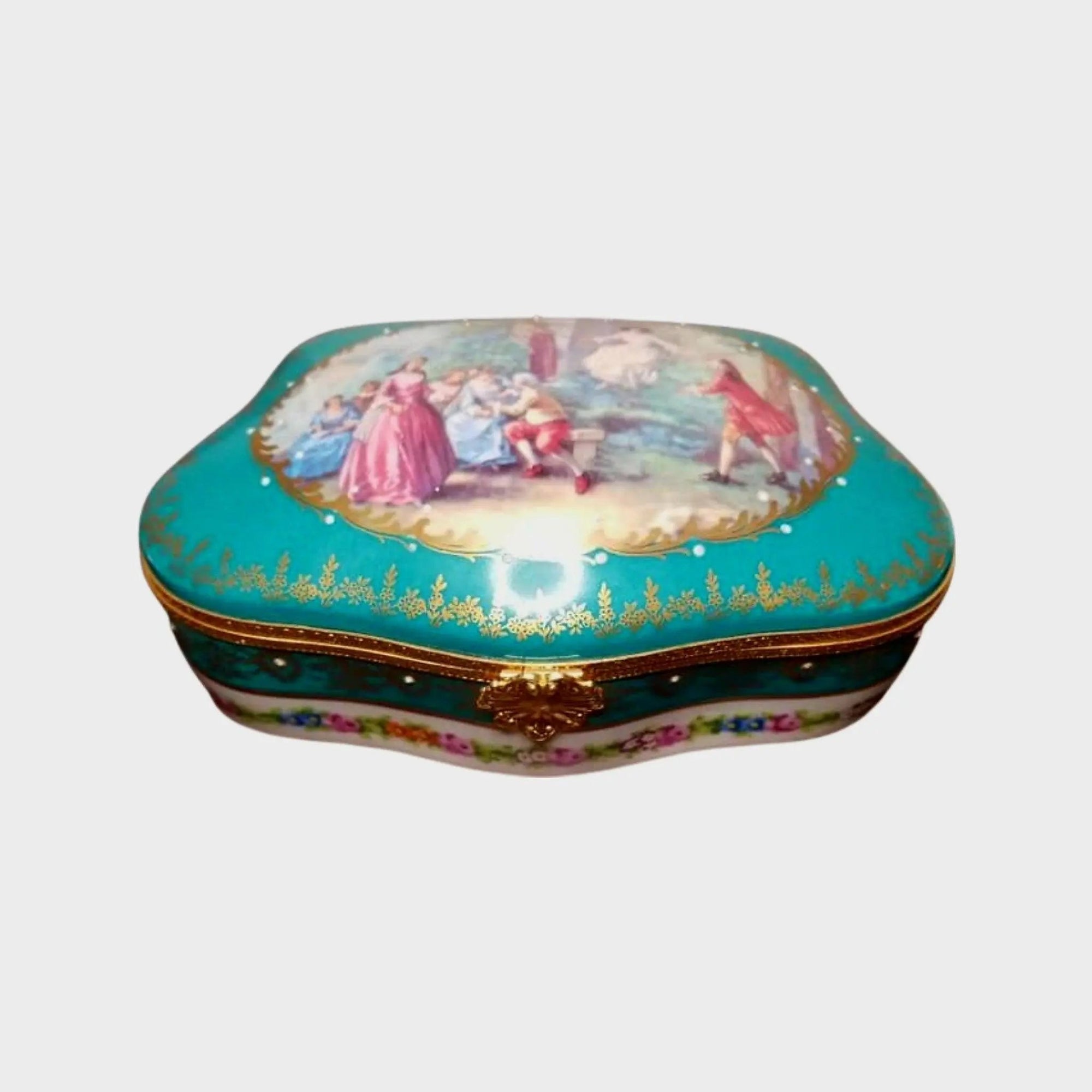 Teal Elegance Limoges Jewelry Box Porcelain Limoges jewelry traditional French Trinket Box