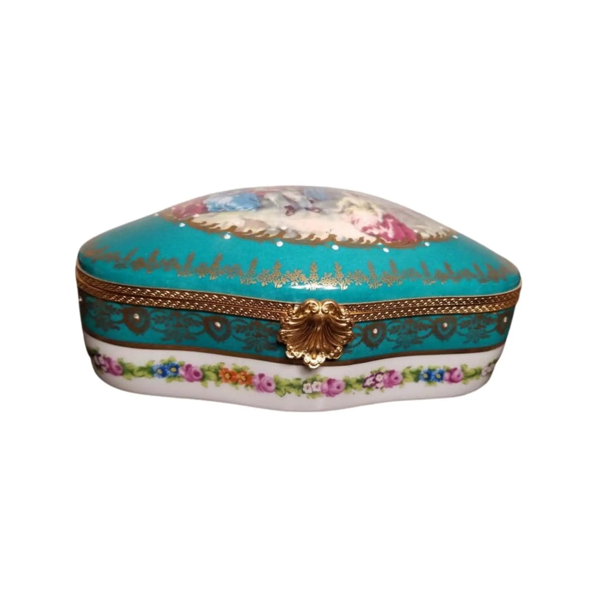 Teal Elegance Limoges Jewelry Box Porcelain Limoges jewelry traditional French Trinket Box
