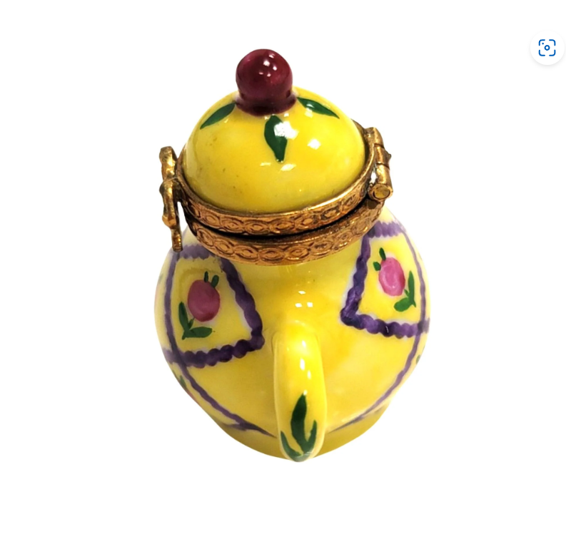 Elegant Yellow Limoges Teapot Porcelain Limoges China French Trinket Box