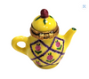 Traditional yellow teapot with a spout and a sturdy base for brewing