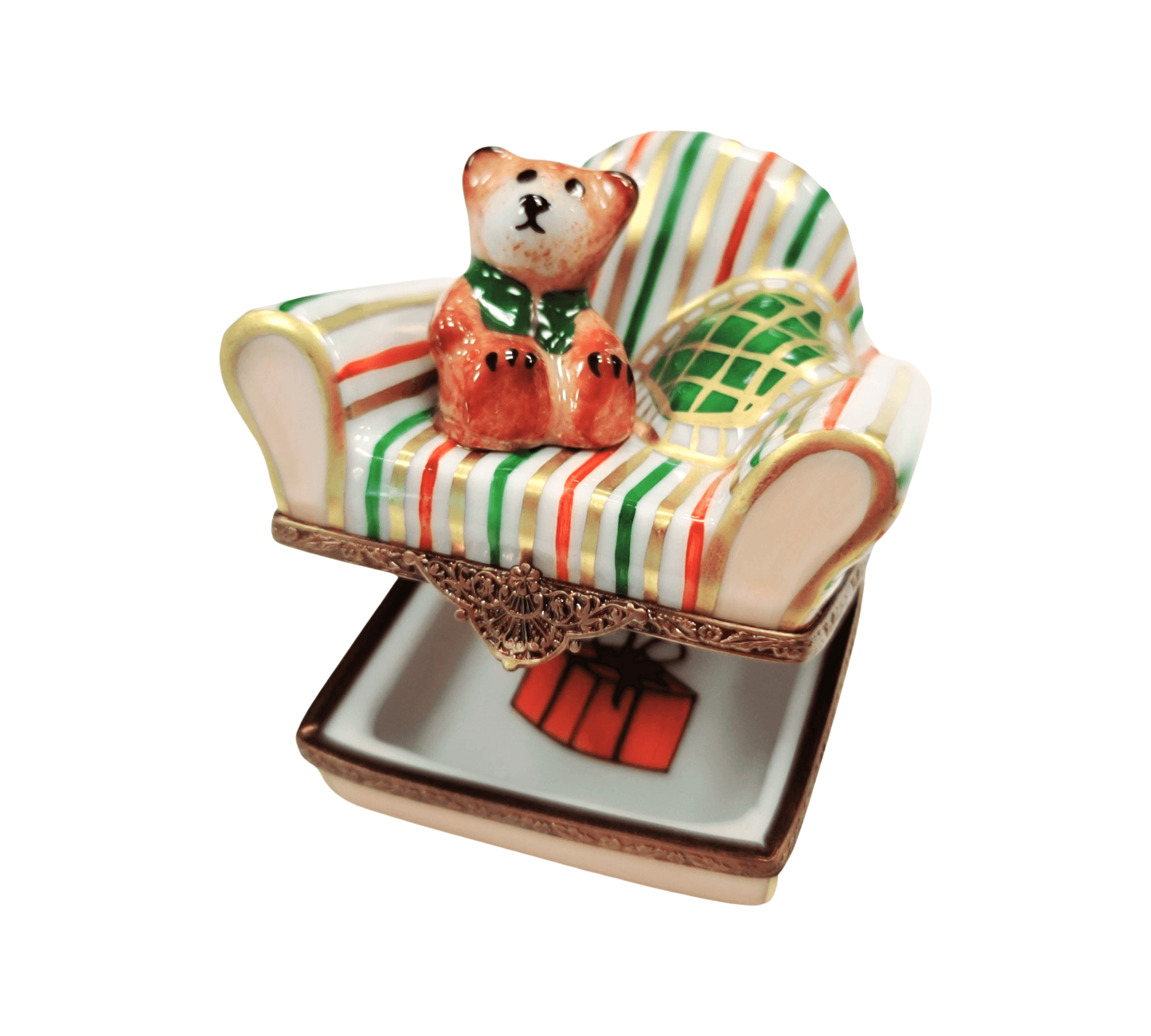 Teddy Bear Armchair Limoges Box Porcelain Limoges Teddy furniture French Trinket Box
