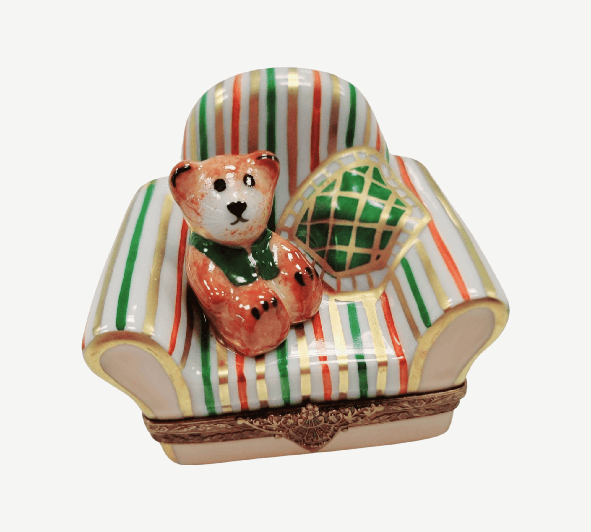 Teddy Bear Armchair Limoges Box Porcelain Limoges Teddy furniture French Trinket Box