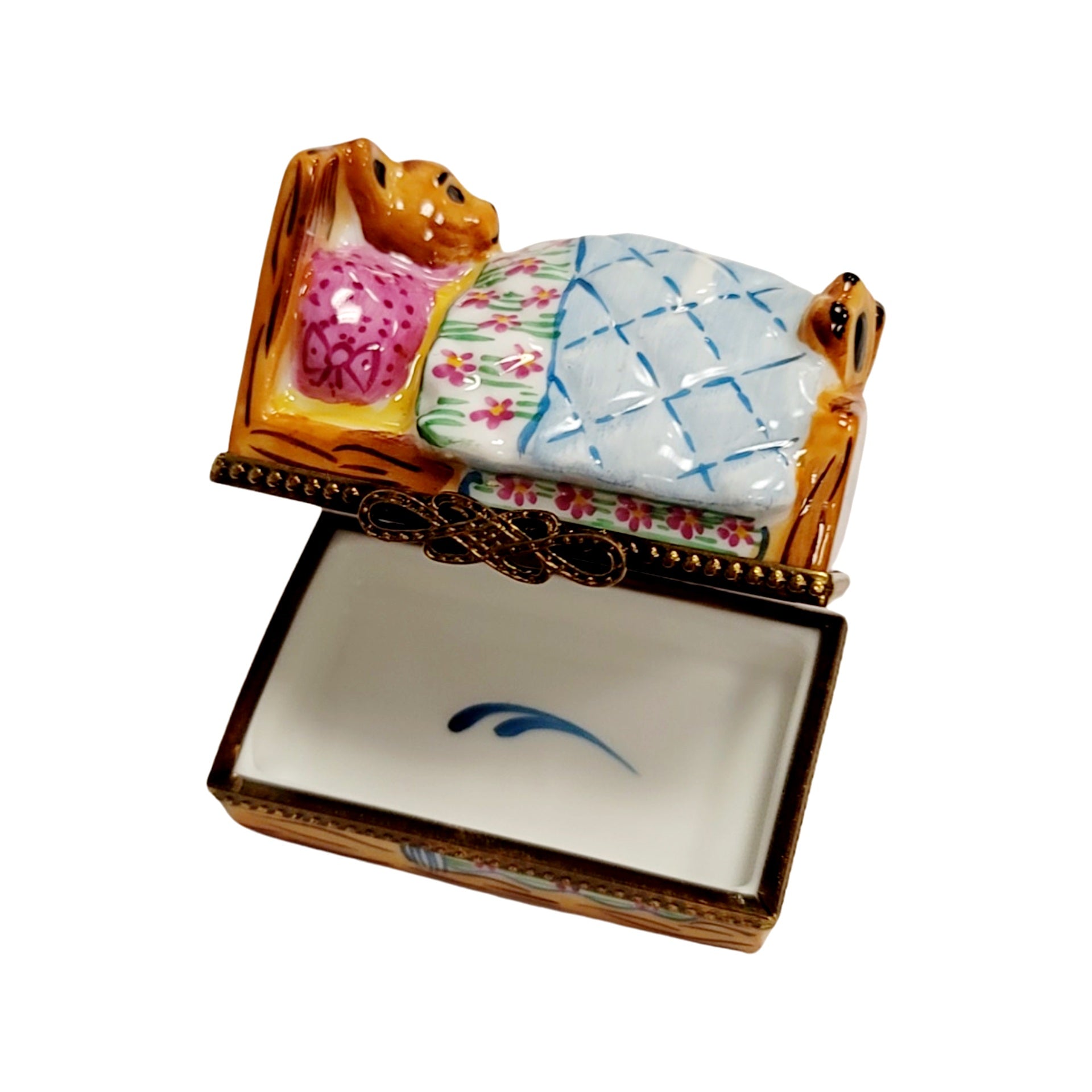 Teddy Bear Bedtime Bliss Porcelain Limoges Teddy French Trinket Box