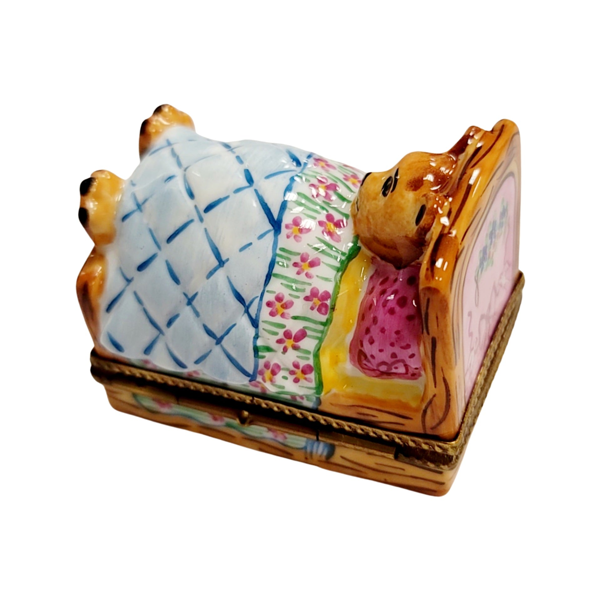 Teddy Bear Bedtime Bliss Porcelain Limoges Teddy French Trinket Box