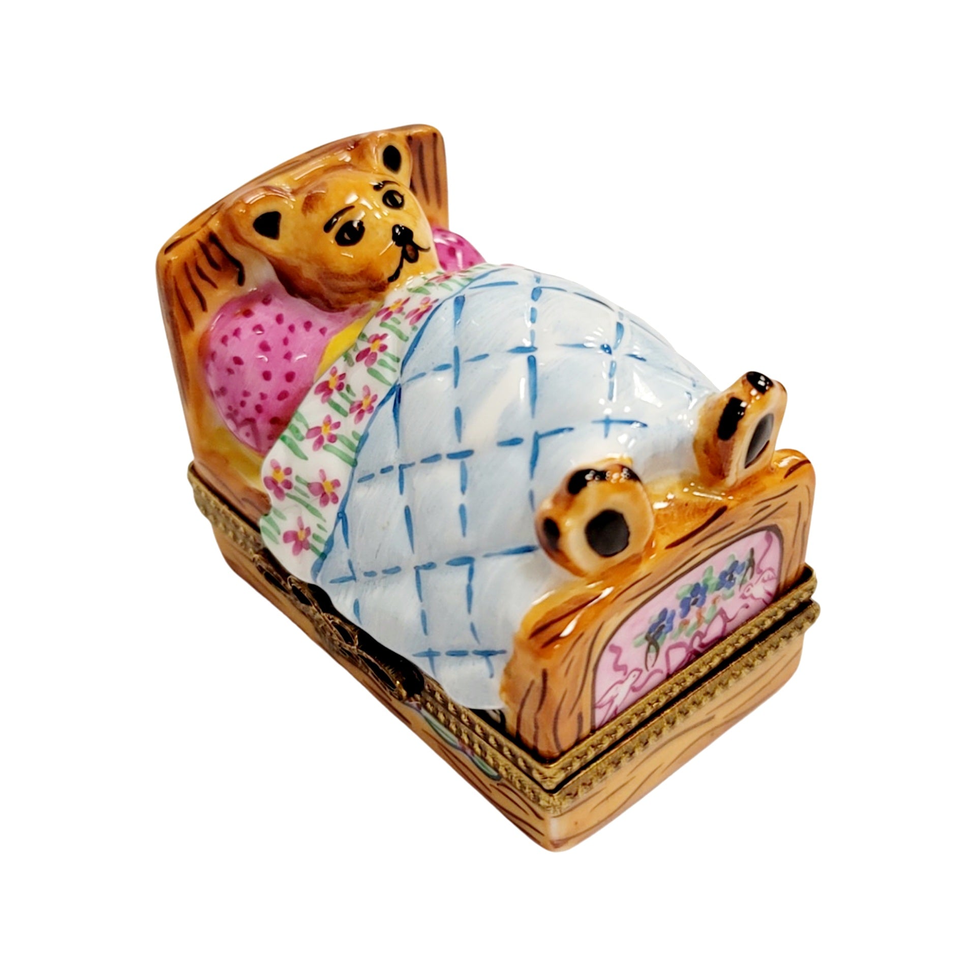 Teddy Bear Bedtime Bliss Porcelain Limoges Teddy French Trinket Box