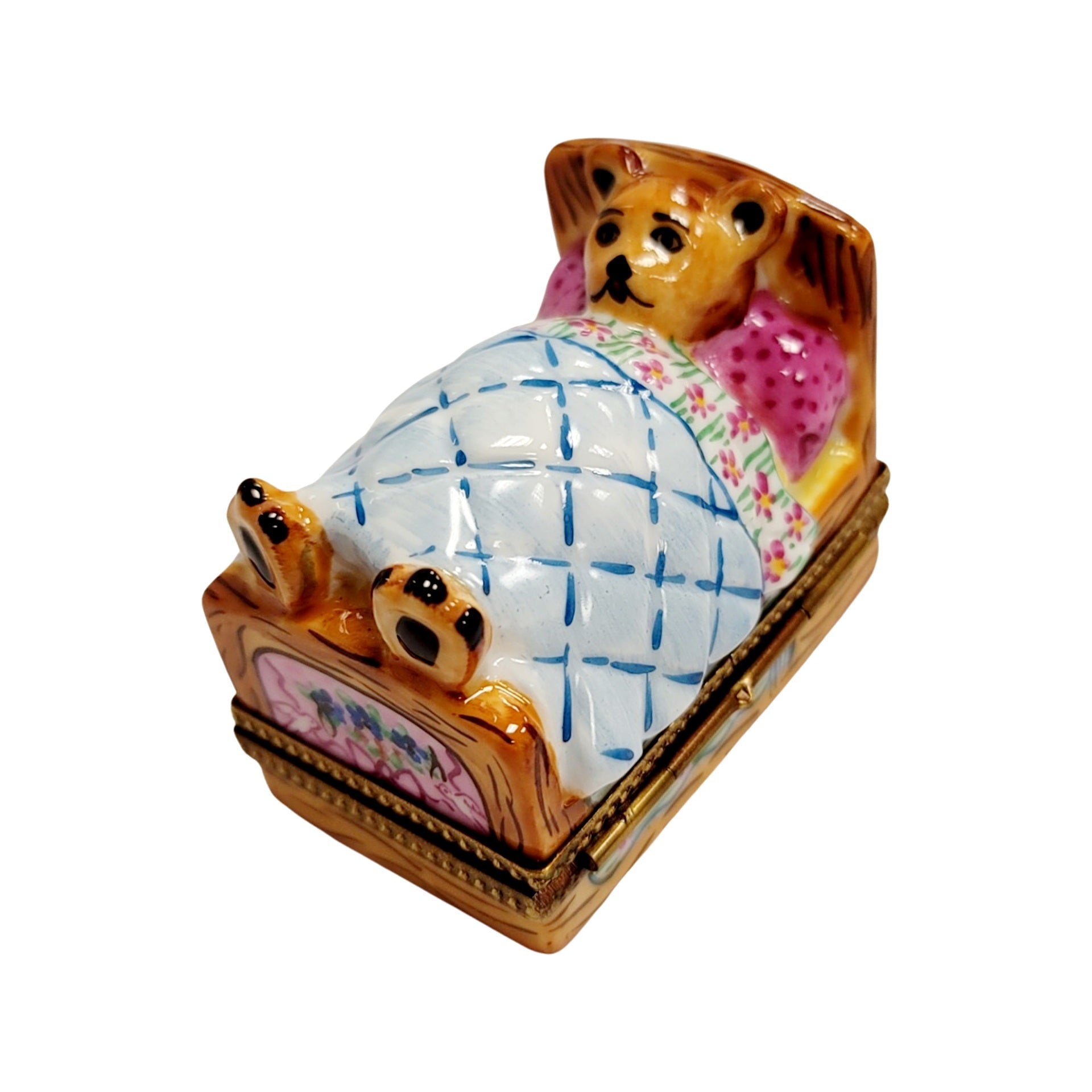 Teddy Bear Bedtime Bliss Porcelain Limoges Teddy French Trinket Box