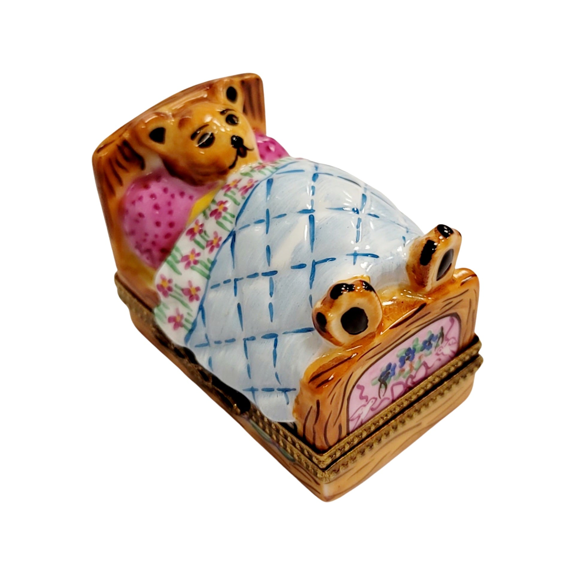 Teddy Bear Bedtime Bliss Porcelain Limoges Teddy French Trinket Box