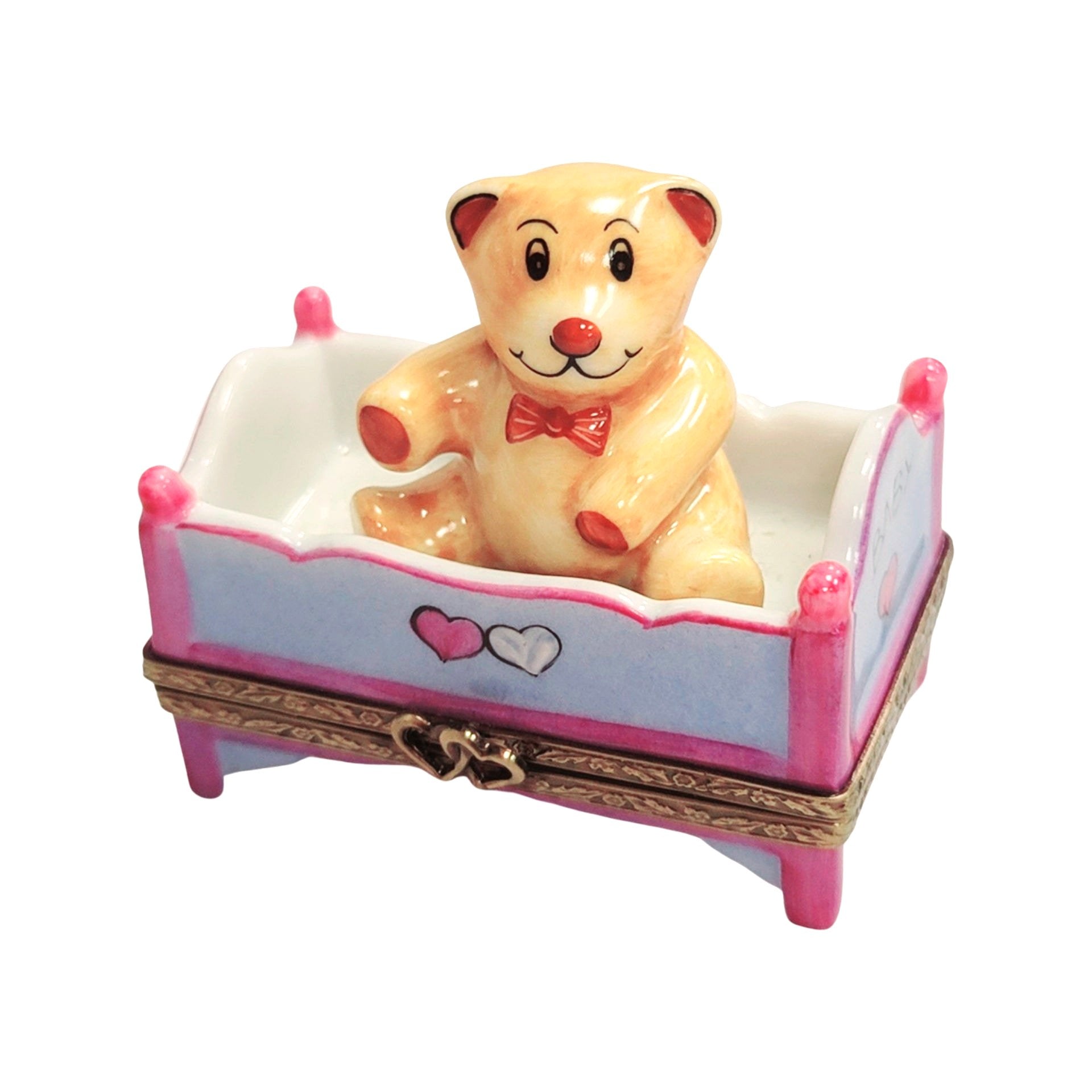 Teddy Bear Bedtime Treasure Porcelain Limoges Teddy French Trinket Box