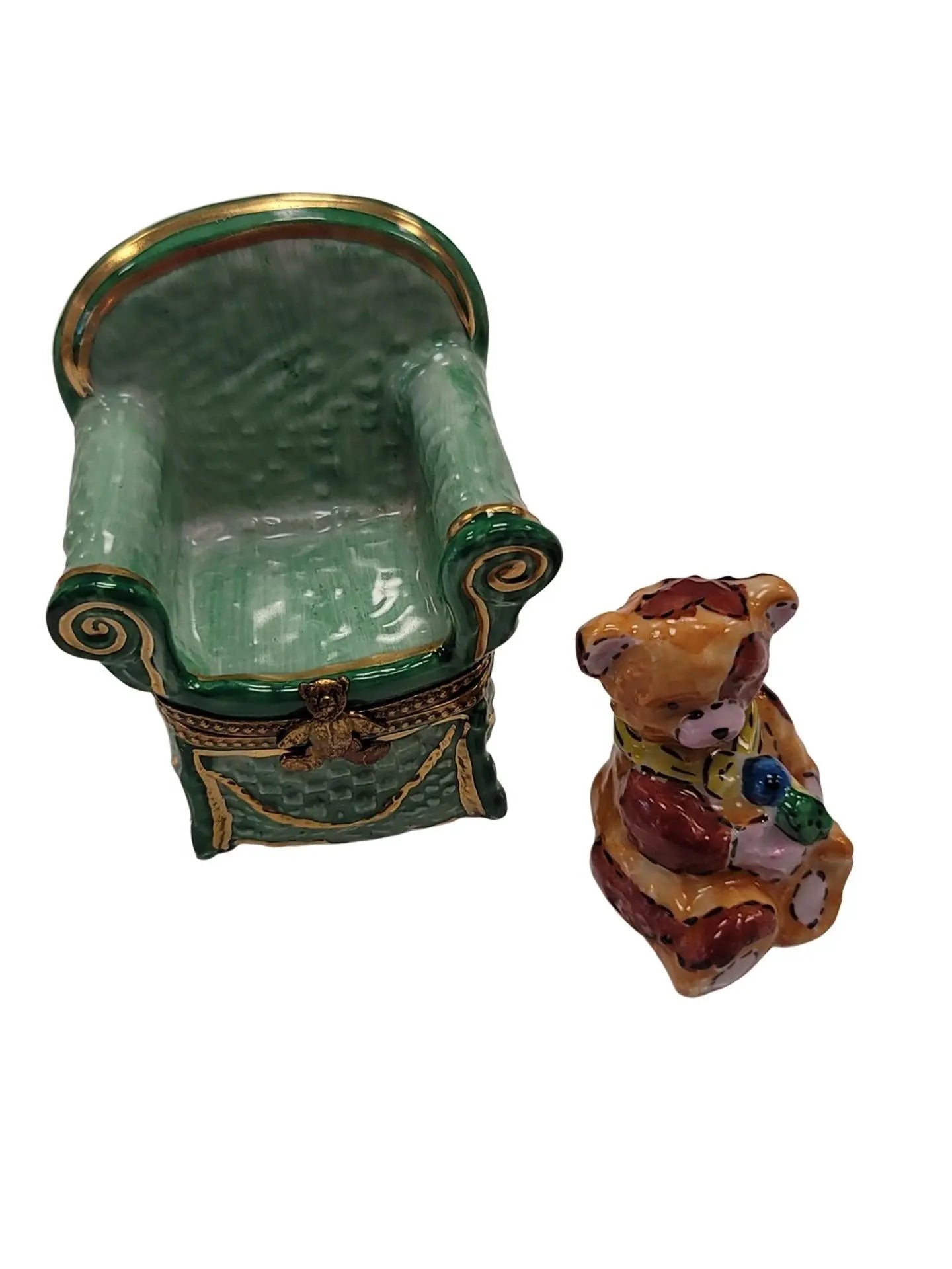 Teddy Bear Chair Limoges Box Porcelain Limoges Teddy furniture French Trinket Box
