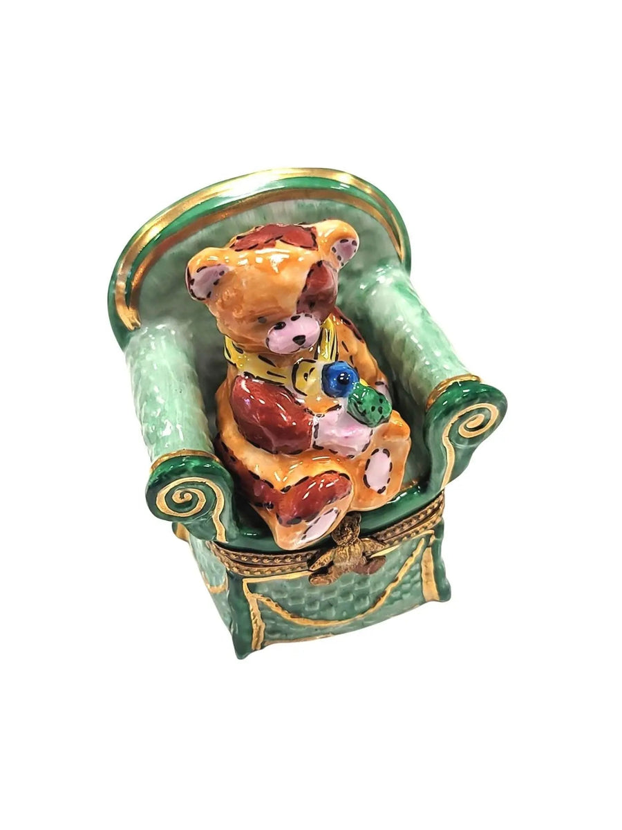 Teddy Bear Chair Limoges Box Porcelain Limoges Teddy furniture French Trinket Box