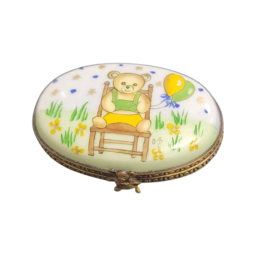 Teddy Bear Charm Box Delight Porcelain Limoges Teddy French Trinket Box