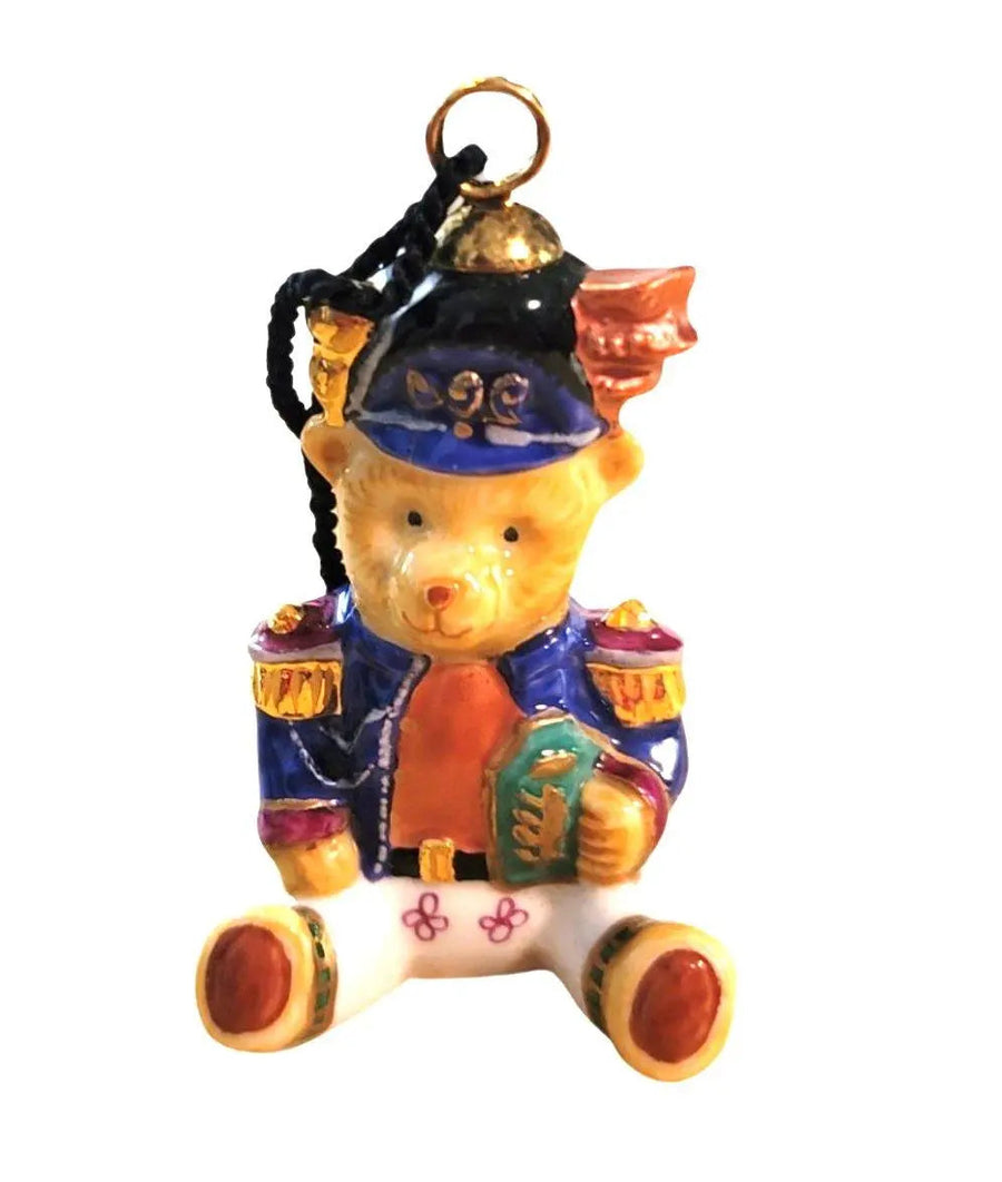 Teddy Bear Christmas Figurine Delight Porcelain Limoges xmas teddy French Trinket Box