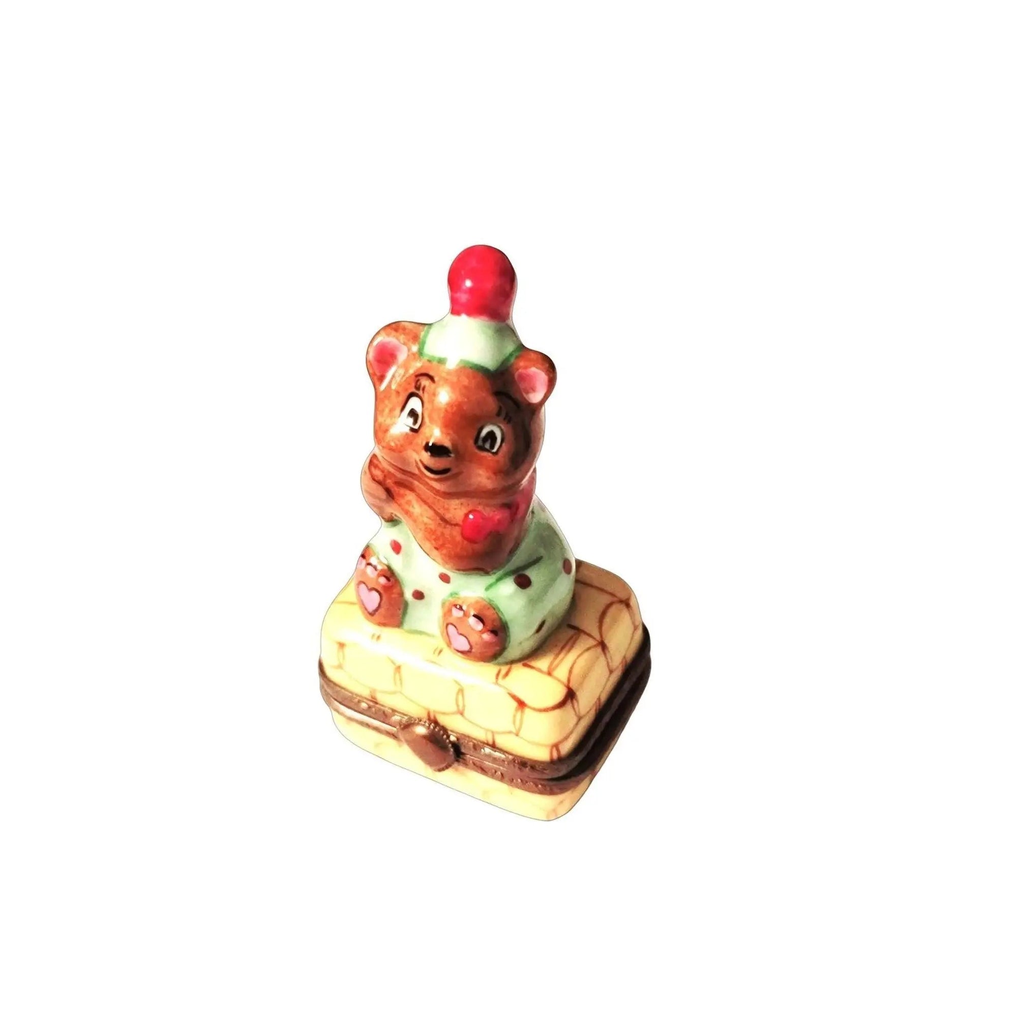 Teddy Bear Clown Delight Porcelain Limoges Circus Clown teddy French Trinket Box