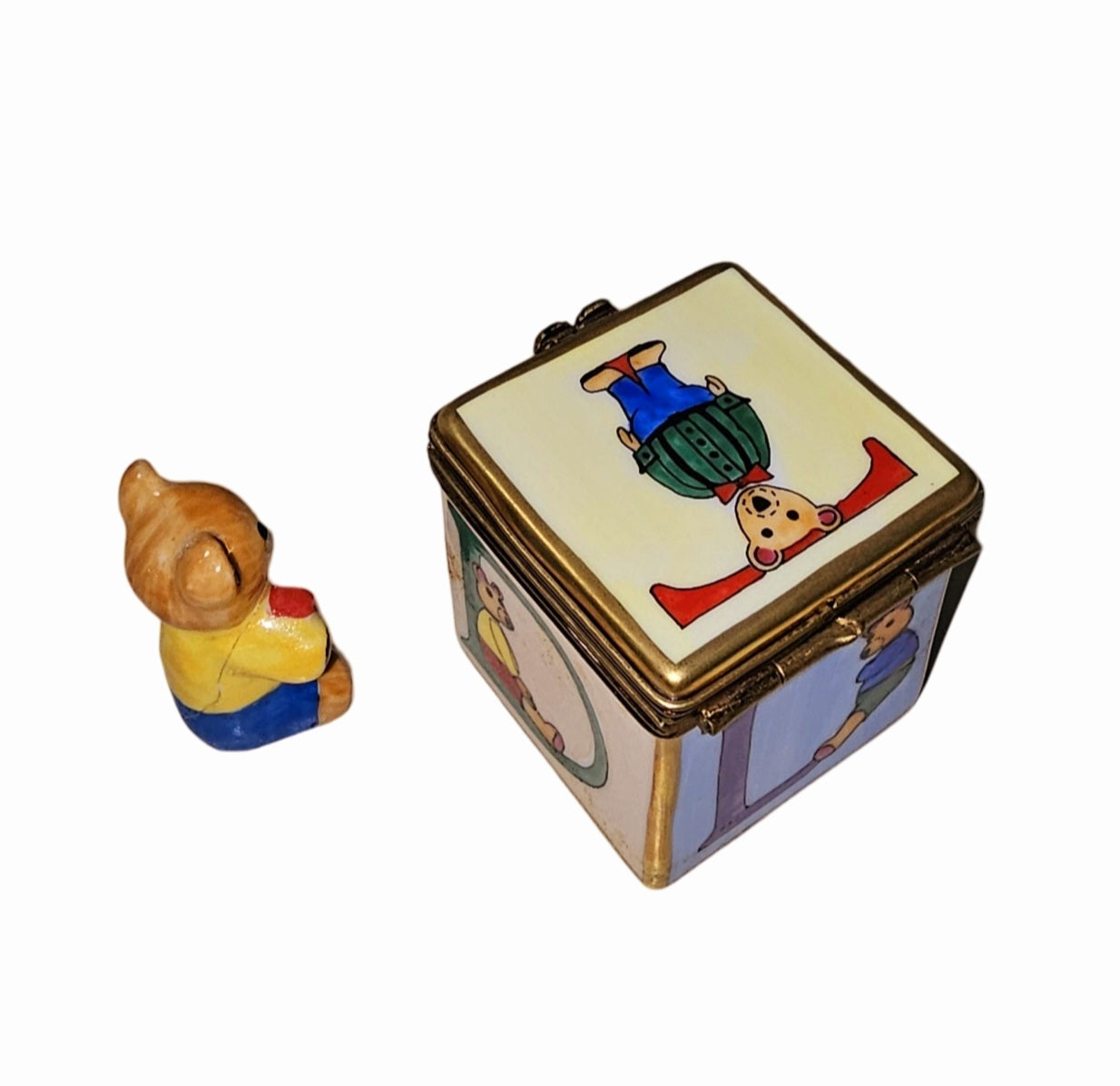 Teddy Bear Delight Limoges Box Porcelain Limoges Teddy Baby French Trinket Box