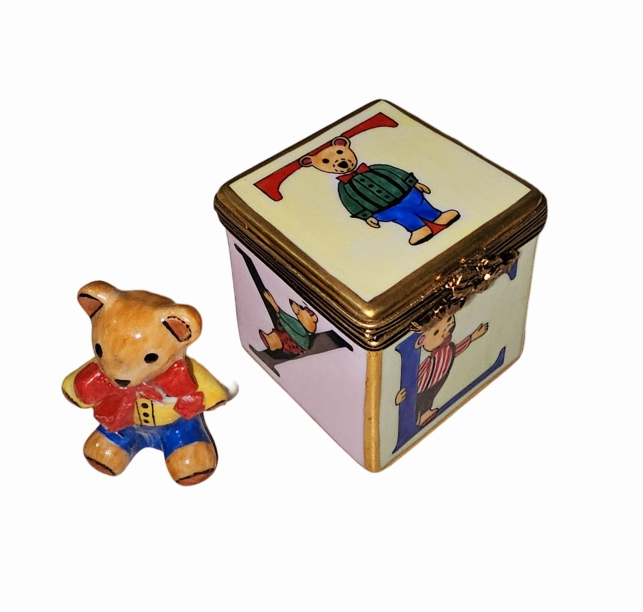 Teddy Bear Delight Limoges Box Porcelain Limoges Teddy Baby French Trinket Box