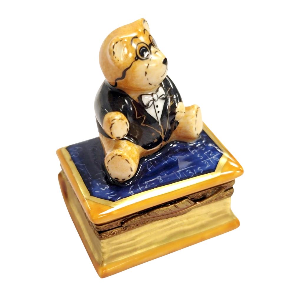 Teddy Bear Scholar Limoges Box Porcelain Limoges Teddy professional French Trinket Box