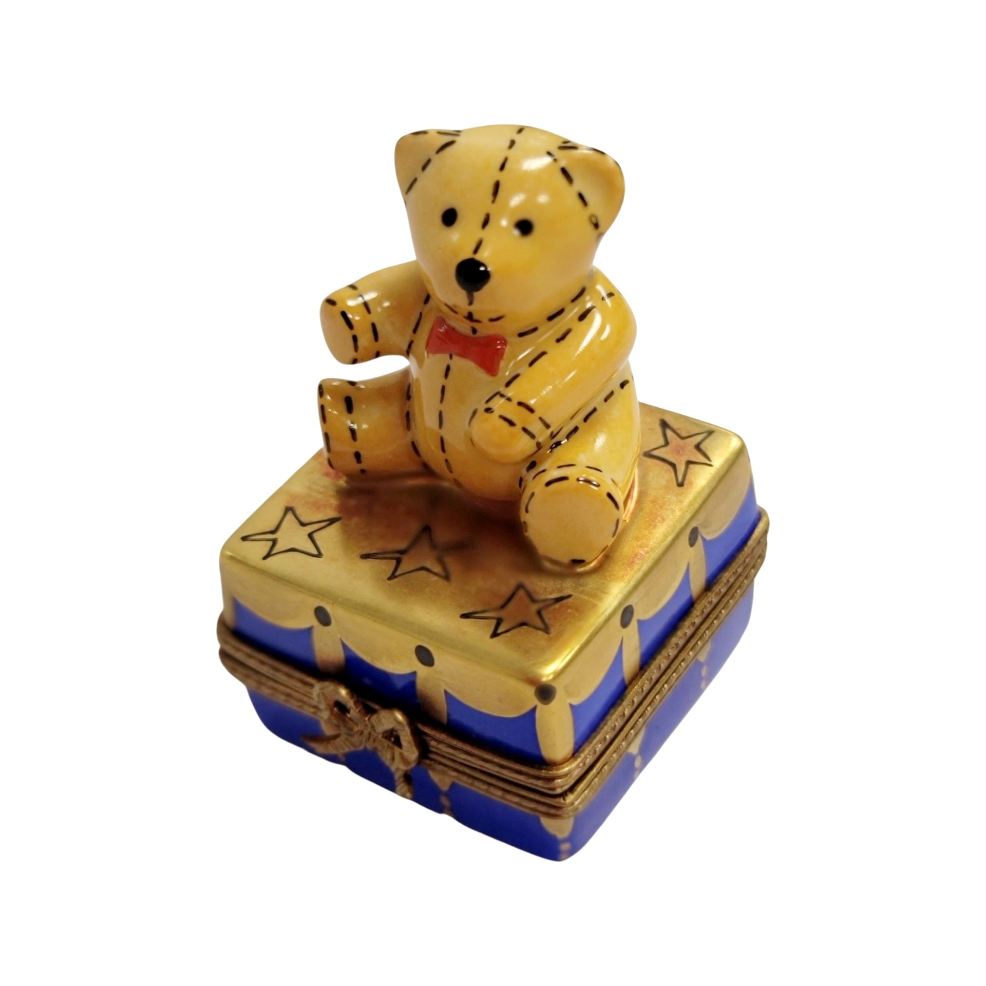 Teddy Bear Treasure Box Porcelain Limoges Teddy French Trinket Box
