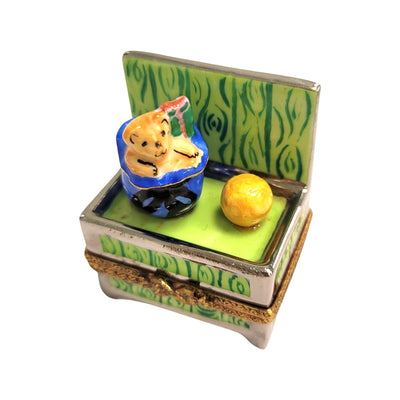 Teddy Bear Treasure Chest Porcelain Limoges christmas baby Teddy French Trinket Box