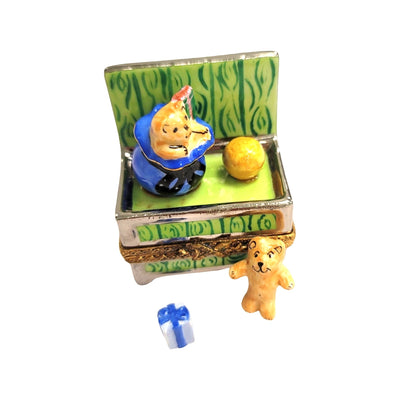 Teddy Bear Treasure Chest Porcelain Limoges christmas baby Teddy French Trinket Box