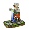 Teddy Bear on Scooter Porcelain Limoges Teddy carnival French Trinket Box