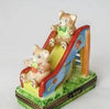 Teddy Bear on Slide Porcelain Limoges Teddy carnival French Trinket Box