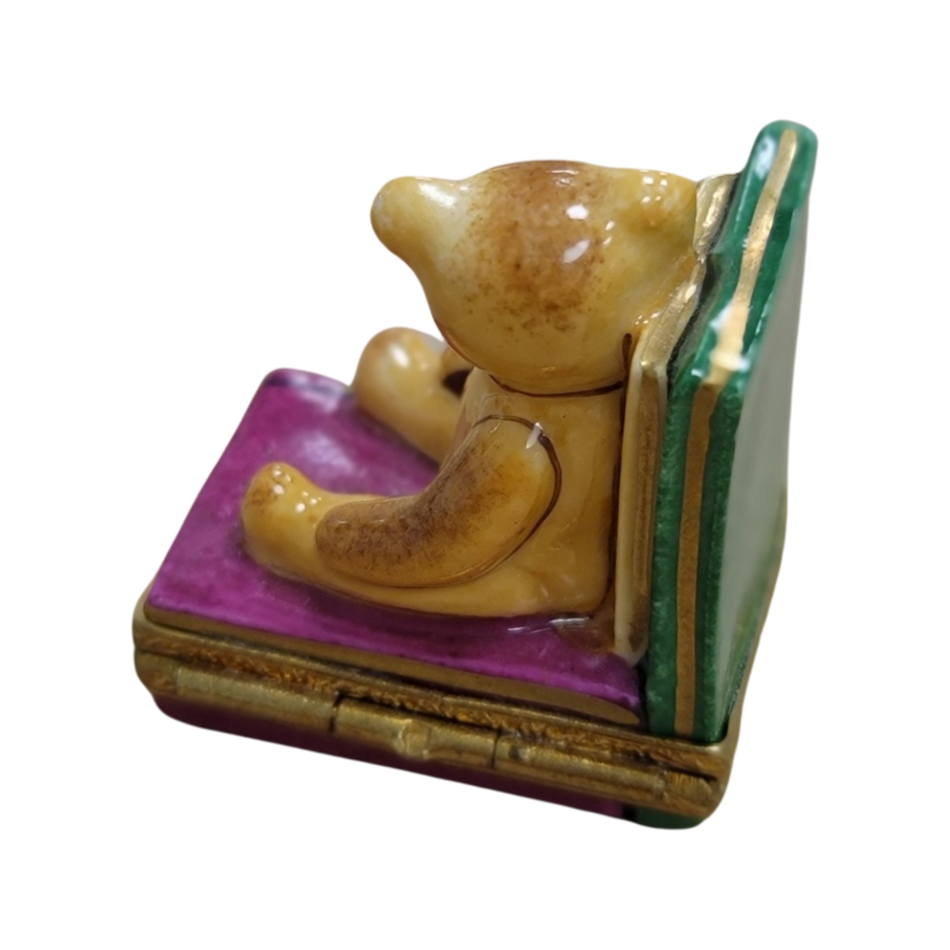 Teddy Bear With Books Charm Porcelain Limoges Teddy Book French Trinket Box