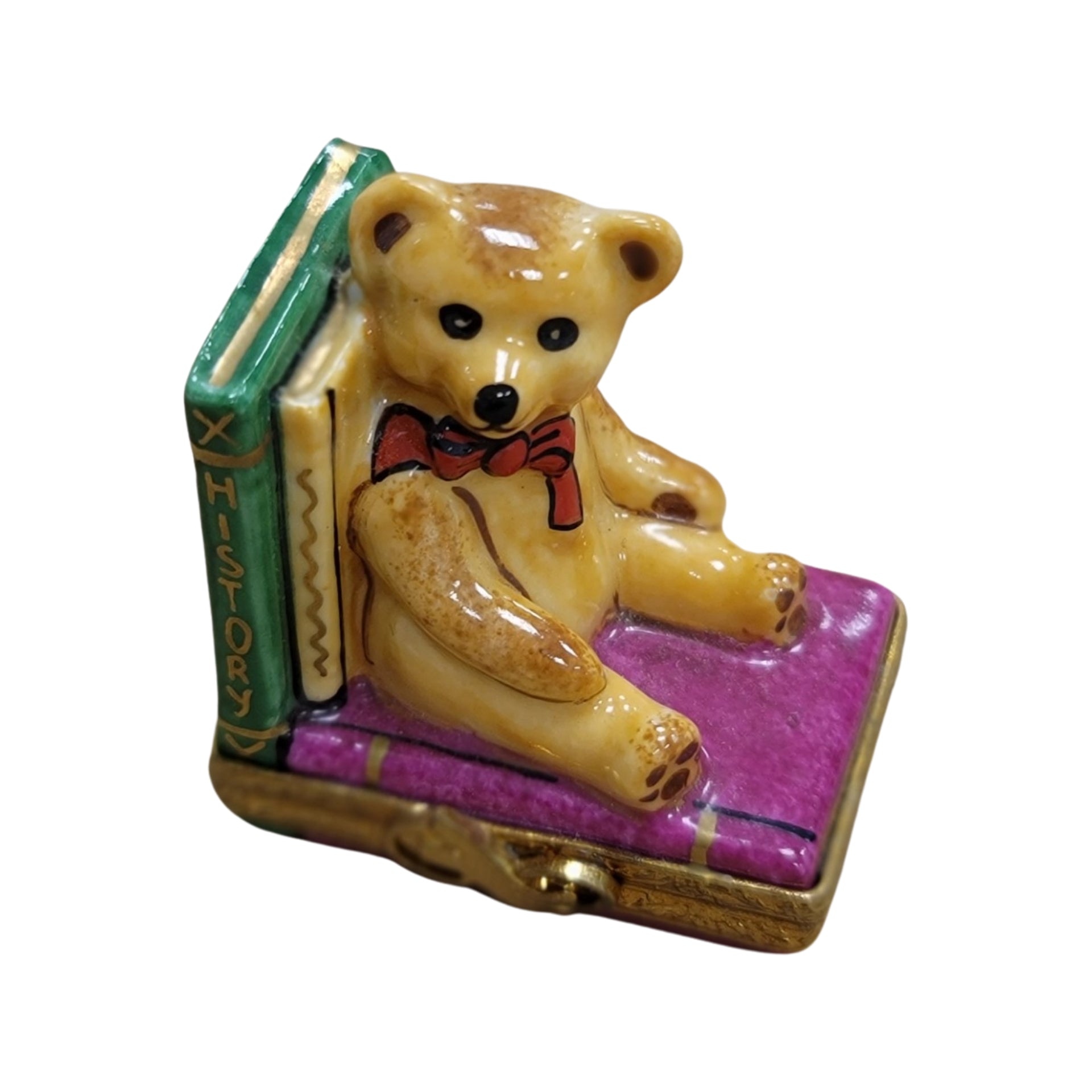 Teddy Bear With Books Charm Porcelain Limoges Teddy Book French Trinket Box