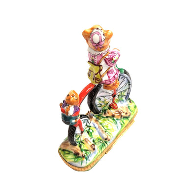 Teddy Bears Bicycle Adventure Porcelain Limoges Teddy carnival French Trinket Box
