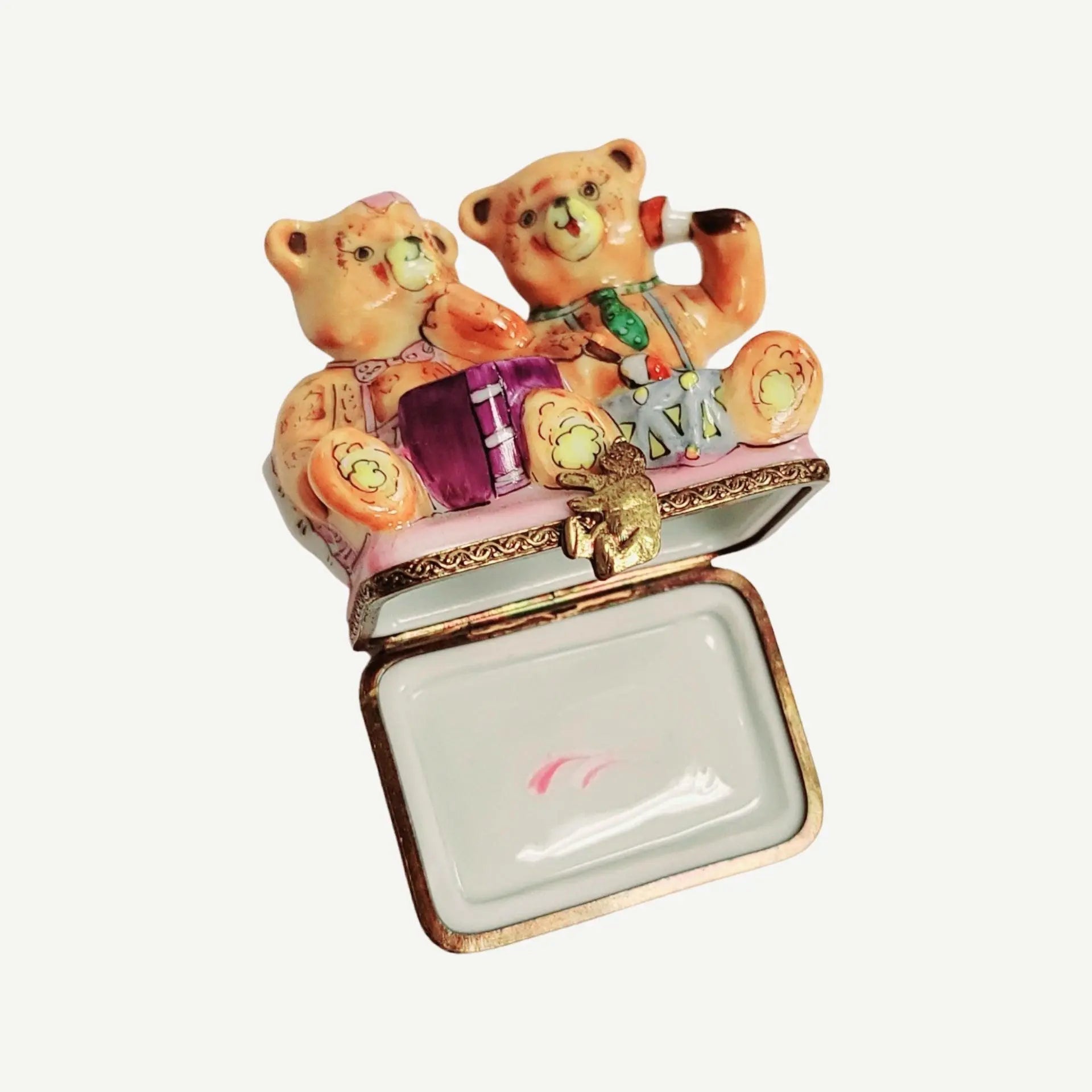 Teddy Bears Playing Limoges Box Porcelain Limoges Teddy carnival French Trinket Box