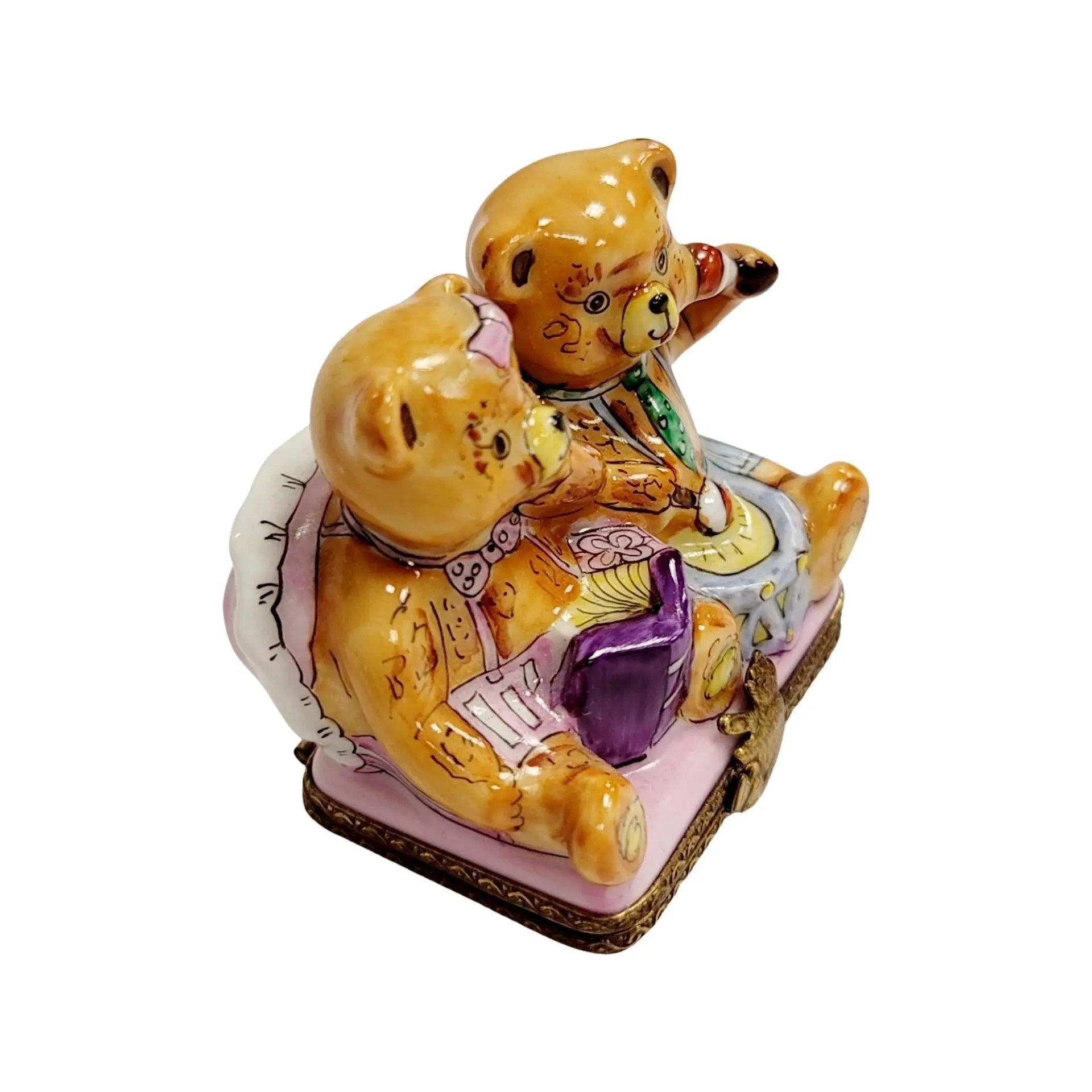 Teddy Bears Playing Limoges Box Porcelain Limoges Teddy carnival French Trinket Box