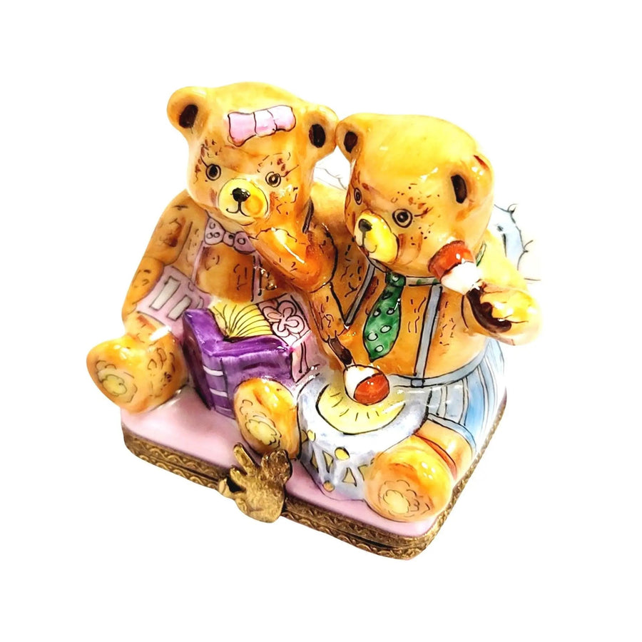 Teddy Bears Playing Limoges Box Porcelain Limoges Teddy carnival French Trinket Box
