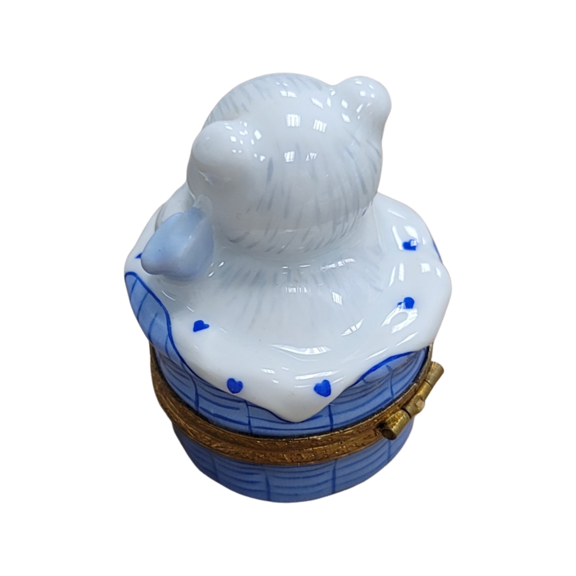 Teddy Bear Laundry Treasure Porcelain Limoges Teddy French Trinket Box