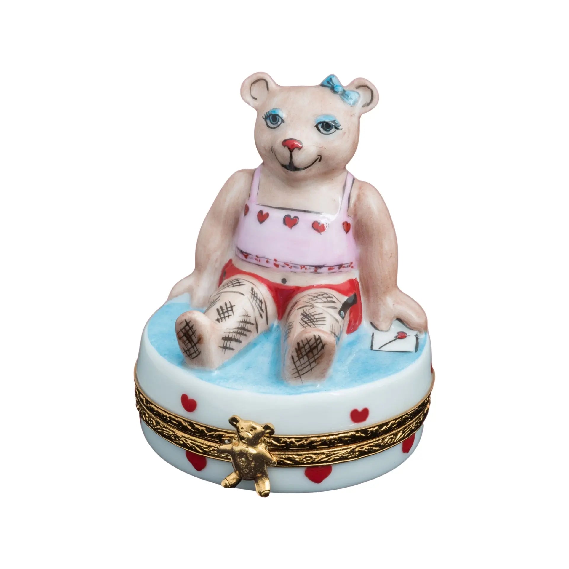 Teddy In Teddy Bear Porcelain Limoges Teddy love French Trinket Box