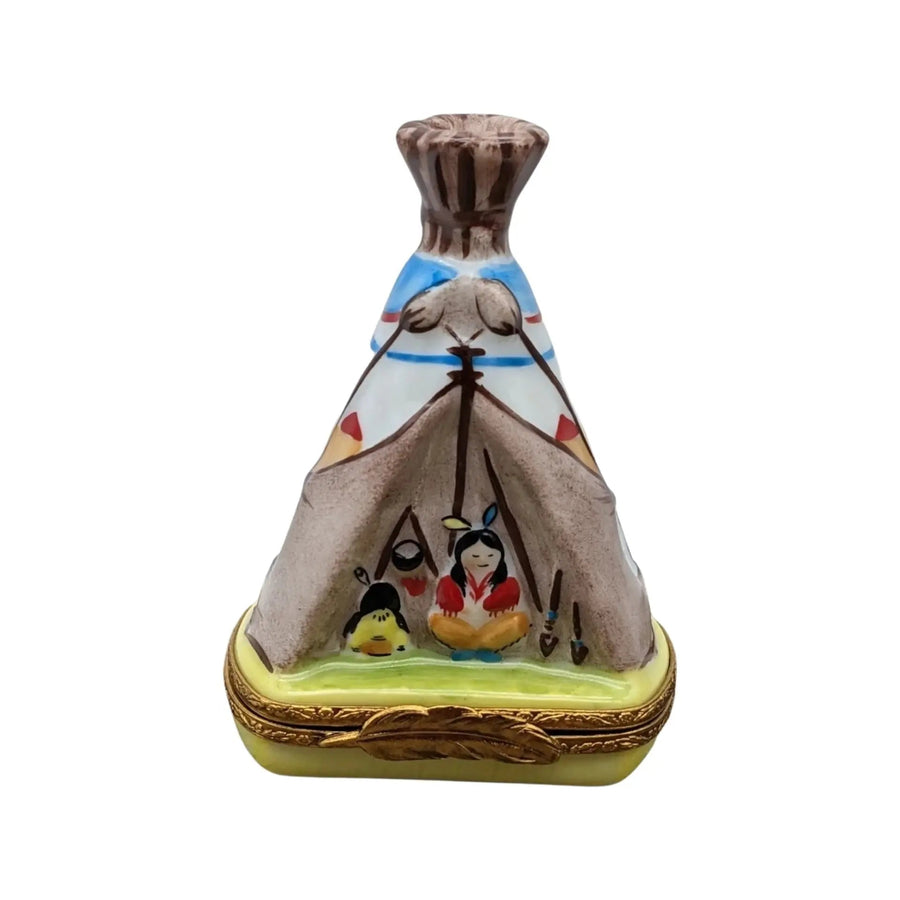 Teepee Porcelain Limoges thanksgiving French Trinket Box