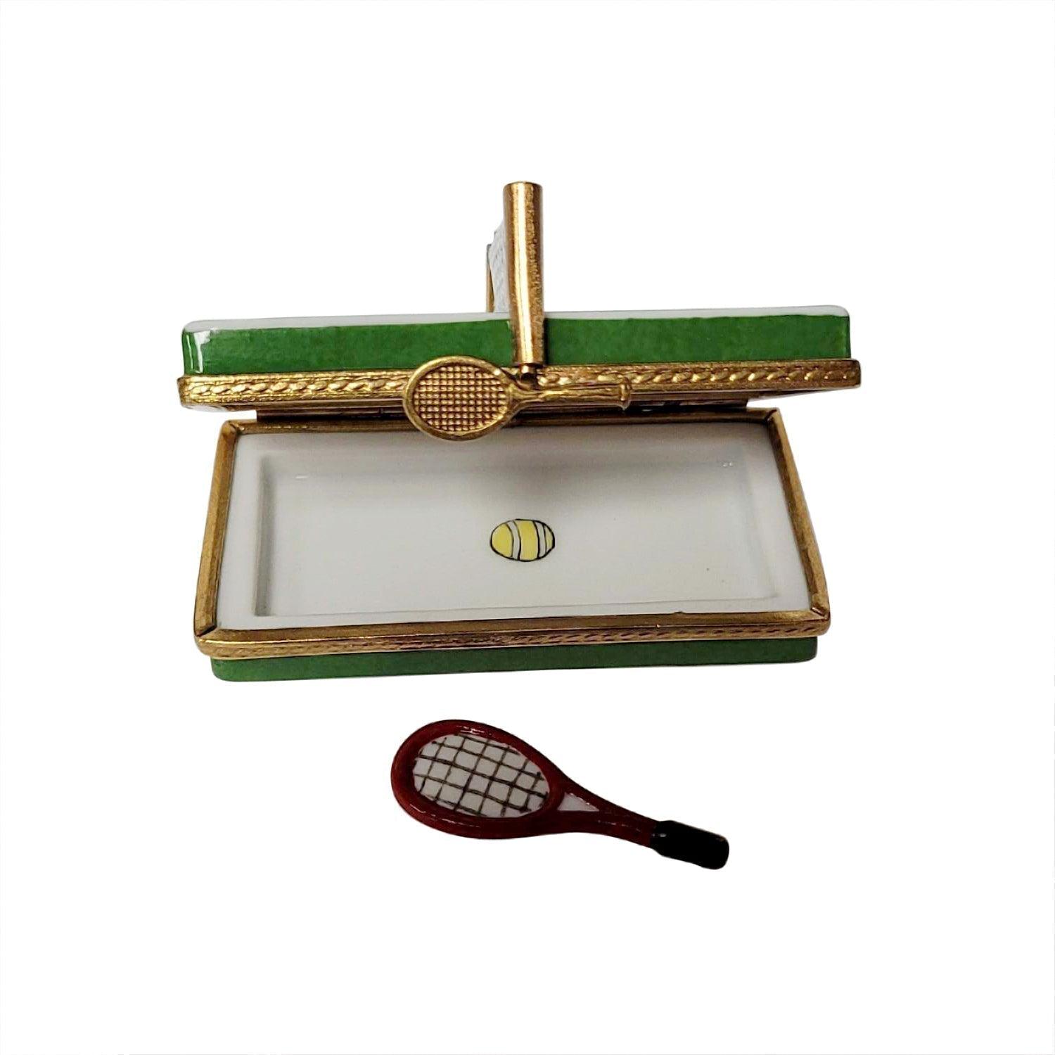 Tennis Court with Removable Racquet Porcelain Limoges sports limoges boxes French Trinket Box