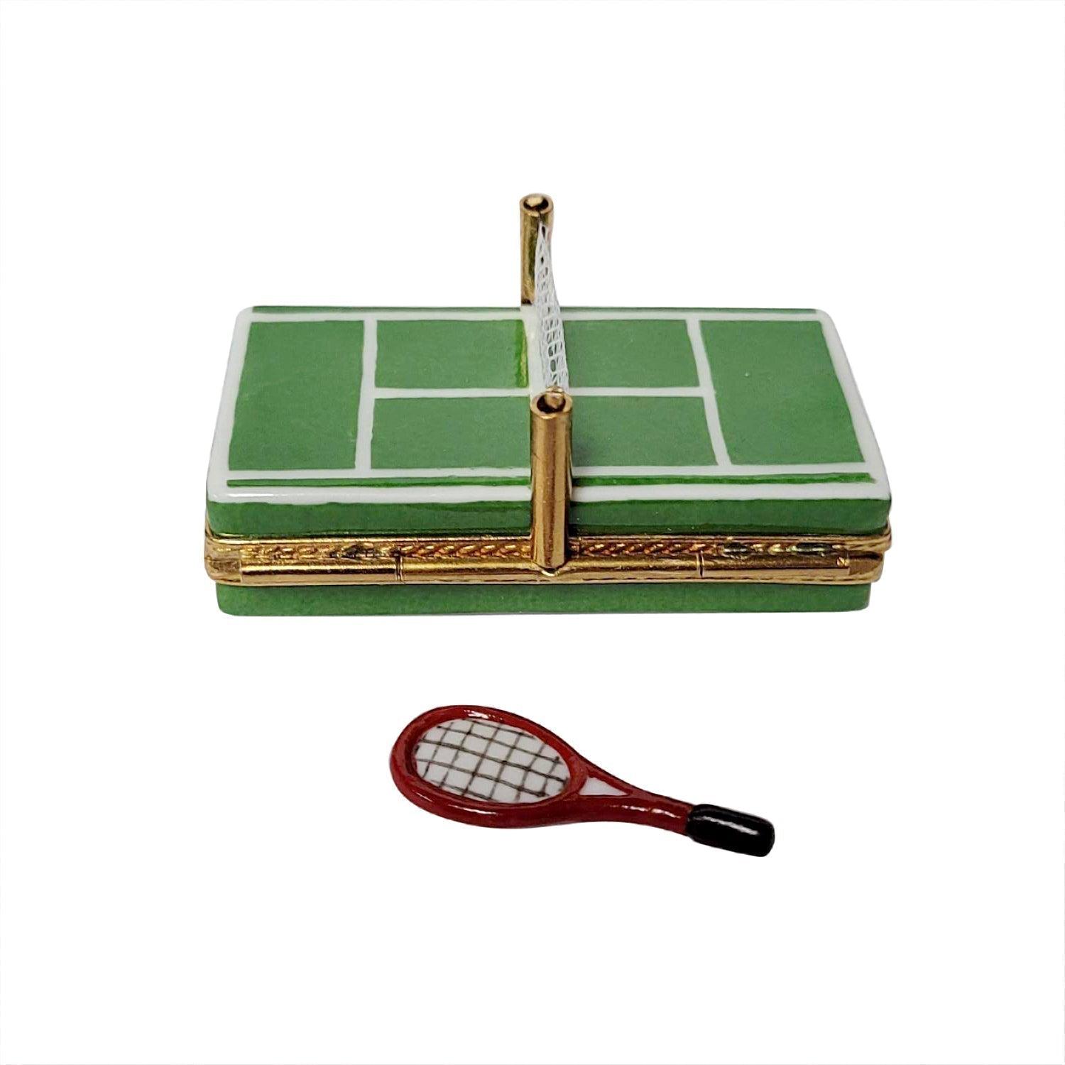 Tennis Court with Removable Racquet Porcelain Limoges sports limoges boxes French Trinket Box