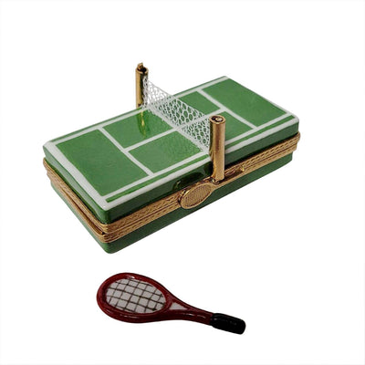 Tennis Court with Removable Racquet Porcelain Limoges sports limoges boxes French Trinket Box