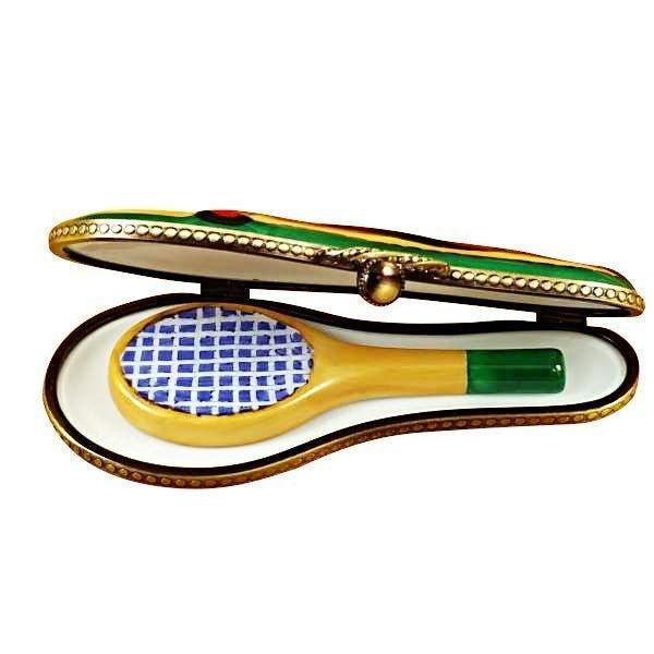 Tennis Racquet with Case Porcelain Limoges sports limoges boxes French Trinket Box