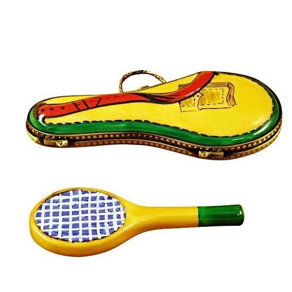 Tennis Racquet with Case Porcelain Limoges sports limoges boxes French Trinket Box
